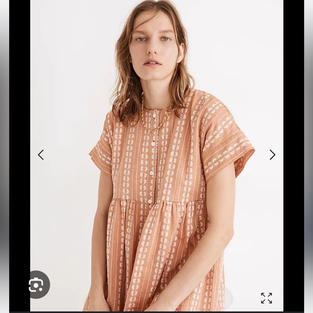 Madewell Embroidered Button Up Mini Dress NWOT